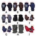 thumbnail image 2 of Insulated Warm Polar Fleece Convertible Mittens Flap Cover Fingerless Gloves, 2 of 19