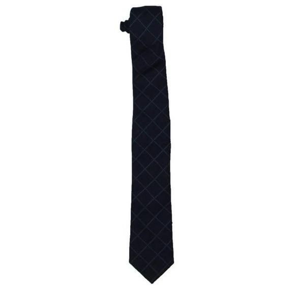 DKNY Mens Silk Blend Desaturated Check Neck Tie Navy