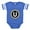Royal Blue, variant on - Monogram Medallion U - Cute Infant Baby Football Bodysuit