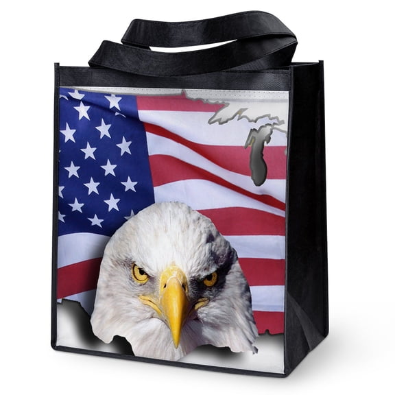 CafePress - Bald Eagle Over American Reusable Grocery Tote Bag - 12"x 13", 100% Recycled, Reusable Grocery Bag