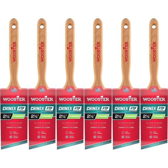 Wooster Genuine 2.5" Chinex FTP Angle Sash Paintbrush 6-Pack, 4410-2.5-6PK