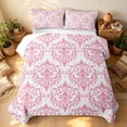 thumbnail image 3 of Erosebridal Traditional Damask Twin Quilt Set, Gothic Flower Twin Coverlet Set, Soft Pink 2 Pieces, 1 Bedspread and 1 Pillowcase, 3 of 7