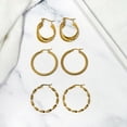 thumbnail image 4 of JeenMata Multipack 3 pcs Luxurious Hoop Earrings Set in Yellow Gold Plated, 4 of 6