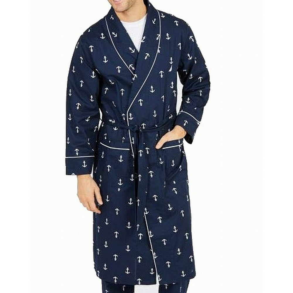 Nautica Mens Sleepwear White Robes Belted Anchor Cotton XL Walmart