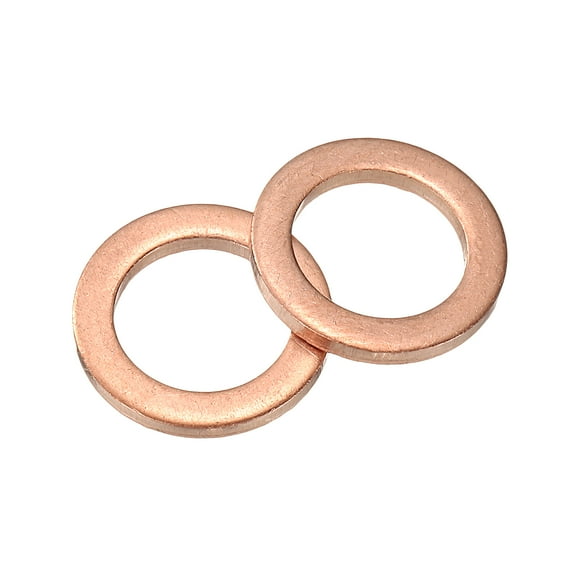 Uxcell M12 Flat Washer, 12 Pack Copper Ring Washer 18mm OD 2mm Thick Sealing Gasket Ring
