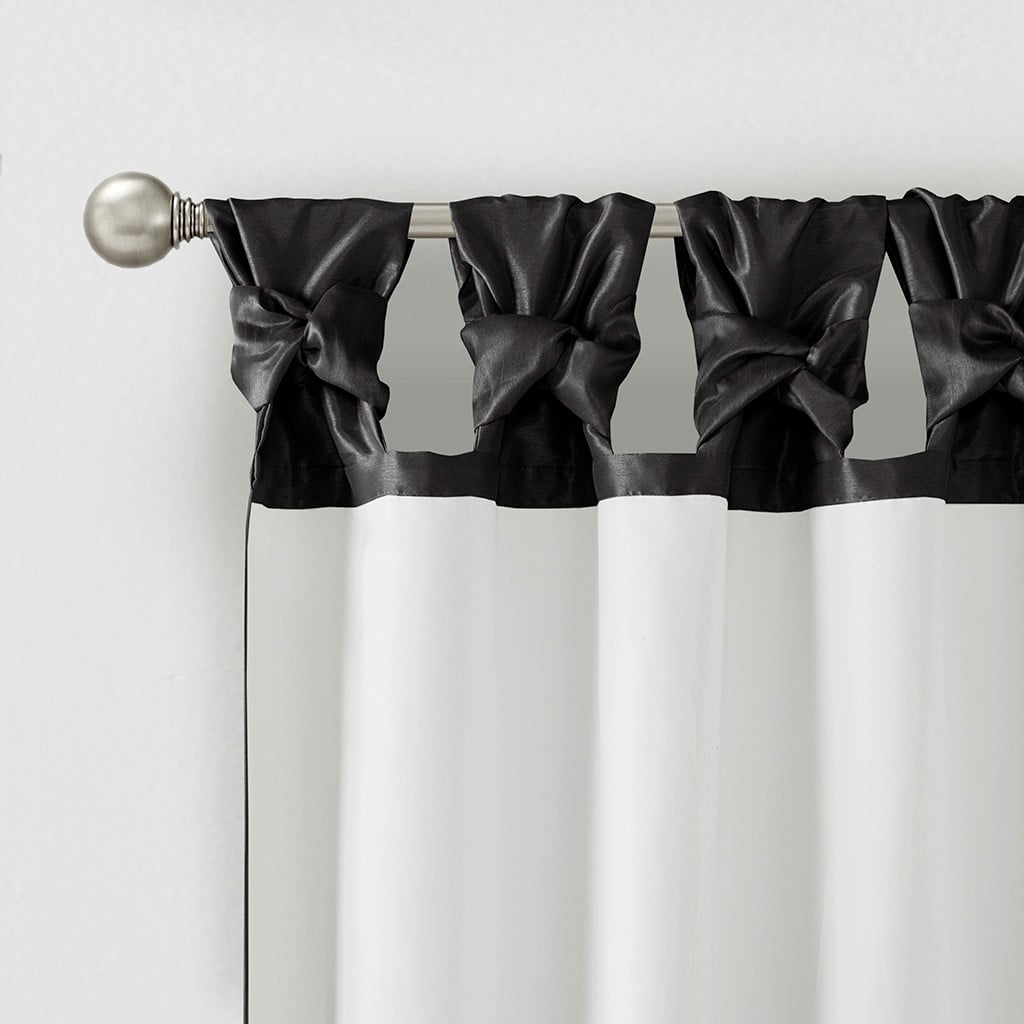MAYEERTY 50x84" Twist Tab Lined Window Curtain Panel Black