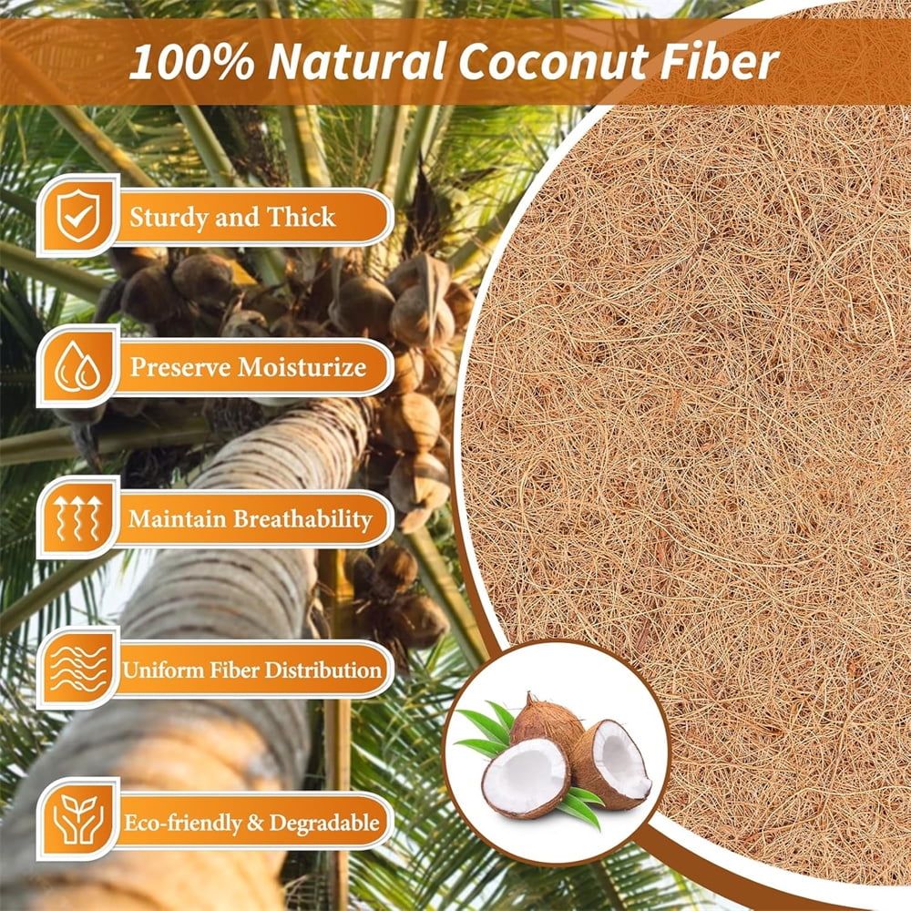 Triani 78.7x11.8 inch Natural Coconut Coir Liner Sheets Thicken Coconut Mats for Reptiles Carpet Garden Decoration Animal Pet Pad