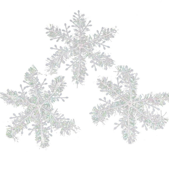 LanSuare 3Pcs Christmas Snowflake Ornaments, 5.9Inch Plastic White Snow Flakes Ornaments, for Christmas Indoor, Winter Wonderland Decor