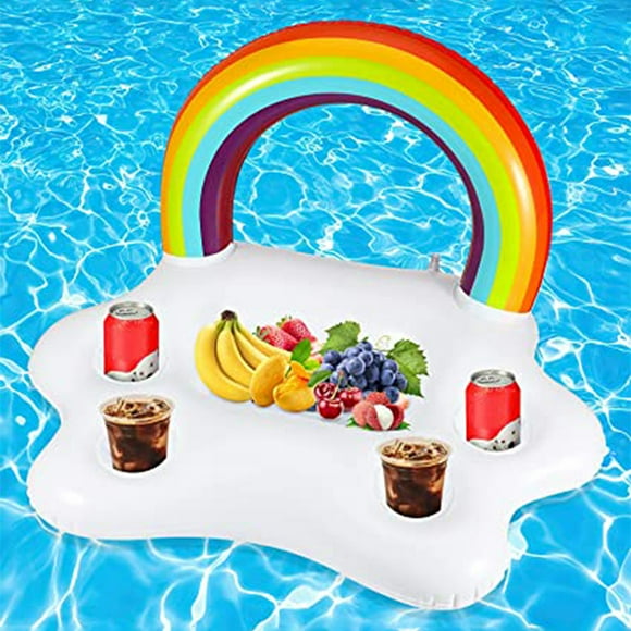 Floating Table Summer Party Bucket Rainbow Cloud Cup Holder Swimming Pool Inflatable Bed Float Beer Drinking Cooler Bar Beach WT