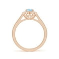 thumbnail image 2 of Angara Natural 0.6 Ct. Aquamarine with Diamond Halo Ring in 14K Rose Gold for Women (Ring Size: 12), 2 of 9