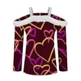 thumbnail image 5 of NMMUED Women's Valentine Shirts Heart Graphic Heart Shirts Spring Outfits for Women Off the Shoulder Long Sleeve Top Womens Tops Casual Red Holiday Tops for Women (S-3XL), 5 of 5
