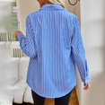 thumbnail image 4 of WFJCJPAF 2024 New Product 锛?Blouses for Women Long Sleeve Button Down,Women's Fashionable Casual Long Sleeve Striped Shirt Button Lapel Top - Blue XL, 4 of 6
