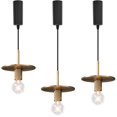 thumbnail image 1 of FSLiving Adjustable Height Dimmable Pure Copper Pendant Light H Type Track Mounted Brass Pendant Light Brass Finished E26 Socket Decorate for Kitchen Island,Frisbee Shape,Customizable, 5ft,3 Lights, 1 of 8