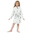 thumbnail image 6 of FORMRS Niños Bathrobe Unisex Hooded Robe Soft Plush Pajamas Sleepwear, Size 7-9T, Blue Cartoon Snowmen, 6 of 7