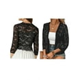 thumbnail image 3 of Women'S Nine-Point Sleeve Pattern Lace Hollow Lace Solid Color Cardigan, 3 of 6