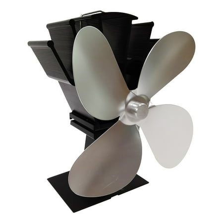 

Small Electric Fan Mini Fan Stove Fan Wood Stove Fan Fireplace Fan Heat-powered Fan With 4 Blades Silver