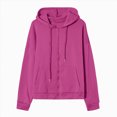 thumbnail image 6 of NOLDARES Womens Zip Up Hoodies Oversized Sweatshirt Fall Fashion Outfits Casual Hooded Jackets(Hot Pink,M), 6 of 7