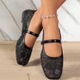 thumbnail image 5 of RoamHome Women's Mary Jane Ballet Flats Rhinestone Square Toe Comfortable Slip-On Adjustable Casual Dressy Flat Shoes for Daily Work Party, 5 of 9