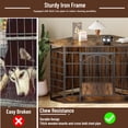thumbnail image 3 of 52 Inch Large Corner Dog Crate Furniture, Vintage Brown Wooden Pet Kennel, Decorative Indoor Dog Cage, 3 of 9