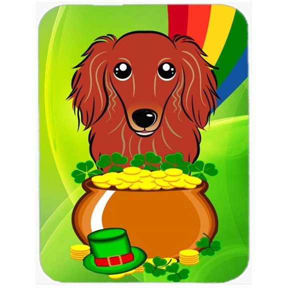 Caroline's Treasures BB1958MP Longhair Red Dachshund St. Patrick's Day Mouse Pad, Hot Pad or Trivet, Large, multicolor