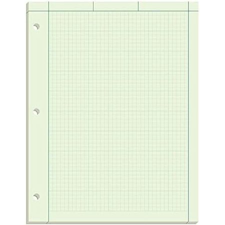 Engineering Computati Pad, 8-1/2" x 11", Glue Top, 5 x 5 Graph Rule Back, Green Tint Paper, 3-Hole Punched, 100 (35500)