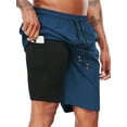 thumbnail image 3 of Cadmus Men's Swim Trunks with Compression Liner 9 Inch Inseam Mens Bathing Suit Quick Dry Beach Shorts Board Shorts,Copen Blue,M, 3 of 10