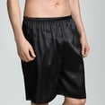 thumbnail image 2 of Asxite Mens Pajama Pants Solid Plus Size Ice Satin Thin 5/8 Length Home Shorts, 2 of 5
