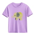 thumbnail image 5 of Avrnliq Girls Purple 100% Cotton Abstract Elephant Line Art T-Shirt Fade-Resistant Crew Neck Short Sleeve Casual Everyday Tee for Kids (2-13Y),Size 4-5 T, 5 of 6