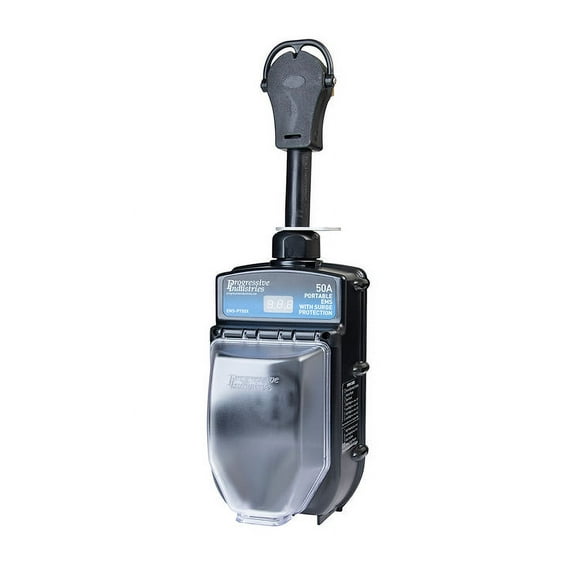 Progressive Industries Surge Protector EMS-PT50X For Over/Under Voltage Protection; Portable; 50 Amp; With Fault Indicator Light; With Weather Resistant Case; With Plug Head Handle Grip