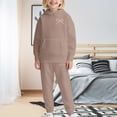 thumbnail image 2 of XIMIN Teen Girls 2 Piece Outfits Bow Print Cute Sweatsuit Hooded Long Sleeve Sweatshirt Joggers Sweatpants Activewear Pullover Trousers Trendy Set, 2 of 5