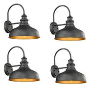 Bestshared Farmhouse Wall Mount Lights, Gooseneck Barn Light, Outdoor Wall Lantern for Porch with Black Finish and Contrast Color Interior