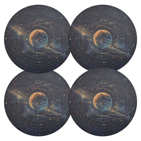 Ryvnso Planet Space Stars Round Plate Mats Dining Table Placemat Set of 4 for Holiday Decoration