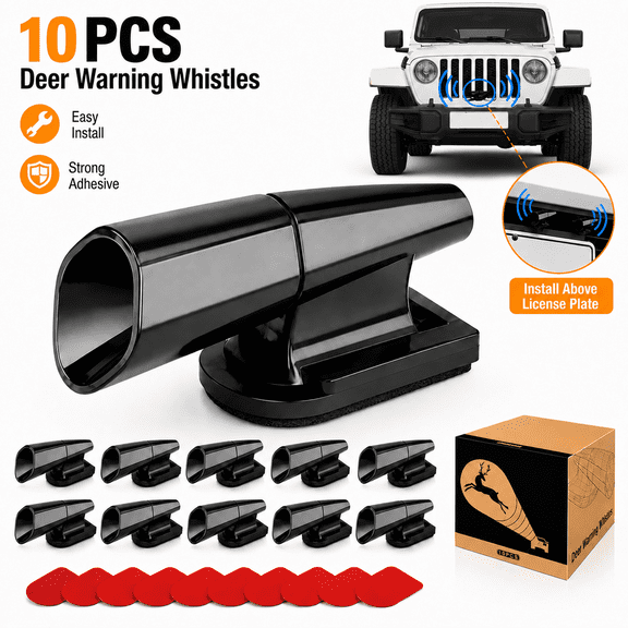 10Pcs Deer Whistles for Cars,Deer Whistle Save a Deer Whistles Avoids Collisions, Deer Whistles for Car Deer Warning Devices Animal Alert for Cars and Motorcycles (Black)