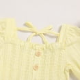thumbnail image 4 of ZEHJUHAN Toddler Girls Summer Short Sleeve Sundress Square Neckline Tie Back A-Line Beach Dress With Matching Headband Yellow，2Y, 4 of 7