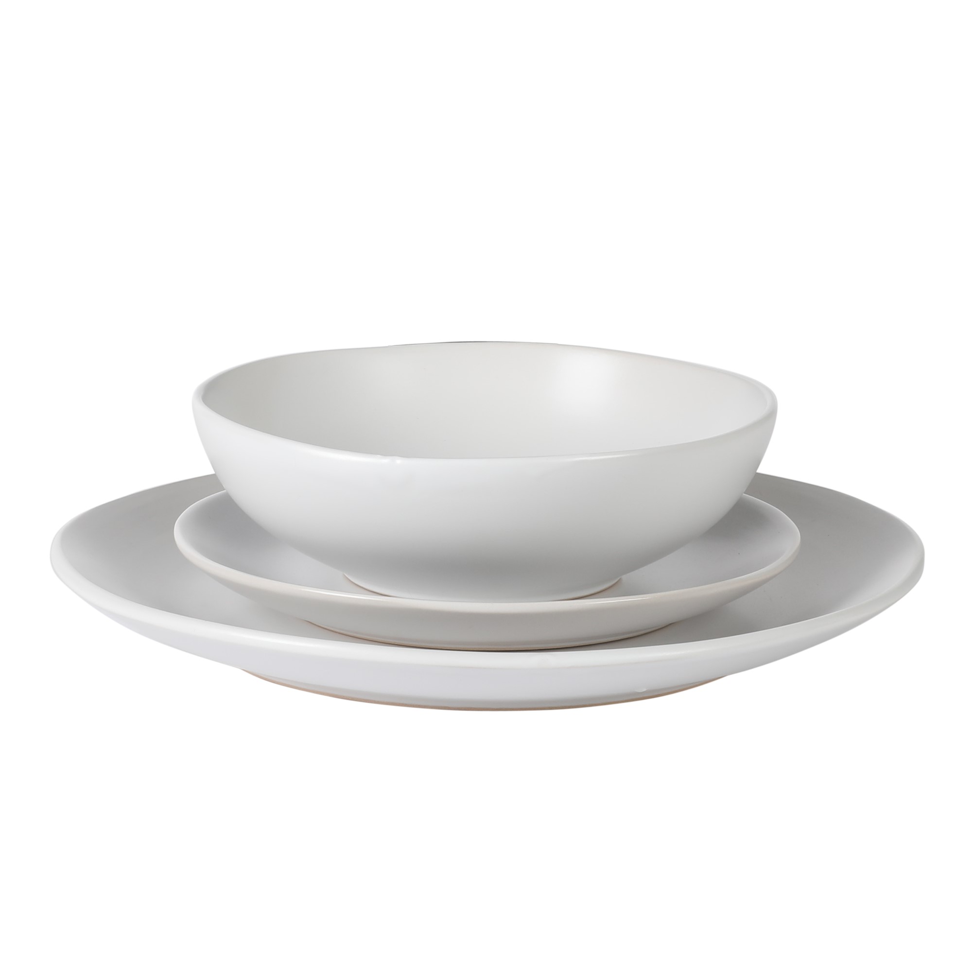 Gibson Home Bethel 18 Piece Plates and Bowls Ceramic Stoneware Organic Shape Dinnerware Set (Service for 6) - Matte White