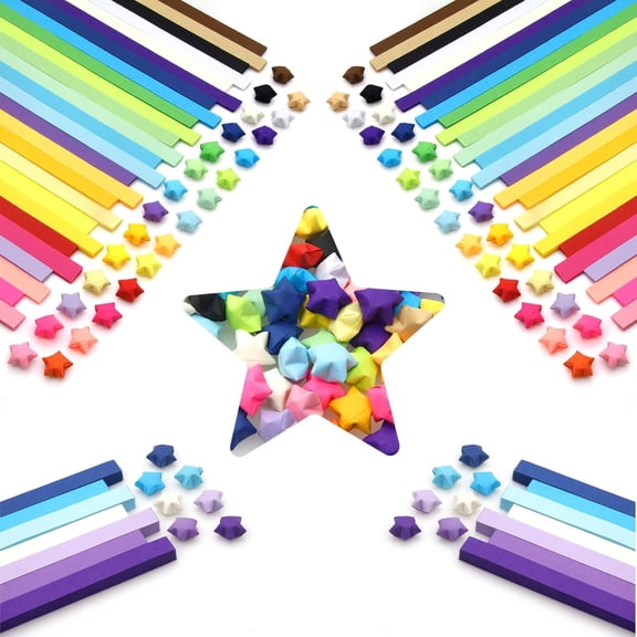 2160 Sheets Glitter Origami Paper Strips for Lucky Star Decoration, DIY Hand Art Crafts, School Teaching (Multicolour)