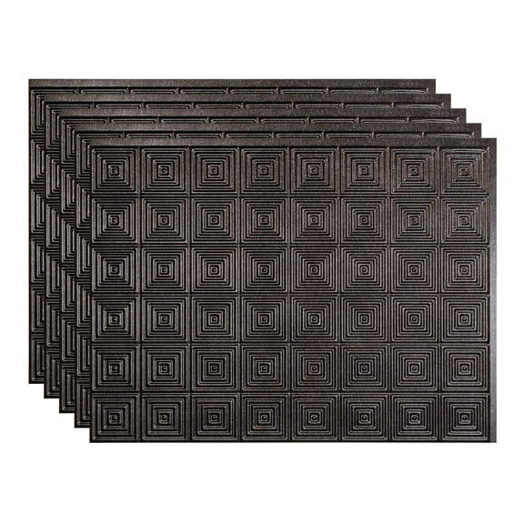 FASÄDE Miniquattro Decorative Vinyl 18in x 24in Backsplash Panel in Smoked Pewter (5 Pack)