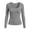 Gray, variant on Women's Scoop U Neck Long Sleeve Undershirts Ribbed Slim Fitted Pullover Blouses Basic Tee Tops Size S-XXL