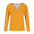 thumbnail image 3 of HOOJT Women's Solid Color V Neck Long Sleeve Casual Tops Soft Solid Basic T Shirts, 3 of 4