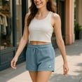 thumbnail image 4 of Dalix Heartly Ghost Embroidered Shorts Washed Soft Fleece Relaxed Drawstring Pocket Fit Lounge Womens in Misty Blue XL X-Large, 4 of 5