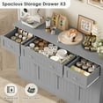 thumbnail image 5 of Homfa 55"W Sideboard Buffet Cabinet with Adjustable Shelves &  3-Drawers, 4 Doors Kitchen  Storage Cabinet, Coffee Bar Cabinet for Dining Living Room, Gray, 5 of 6