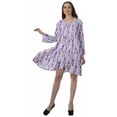 thumbnail image 2 of Moomaya Rayon Flared Dress For Womens Long Sleeve Printed V-Neck Casual Beach Dress For Girls, 2 of 7