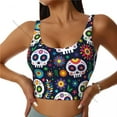 thumbnail image 3 of Yoga Vest Women Gym Sports Crop Tops Day Of Dead Skull Streetwear Workout Breathable Tank Top Female, 3 of 7
