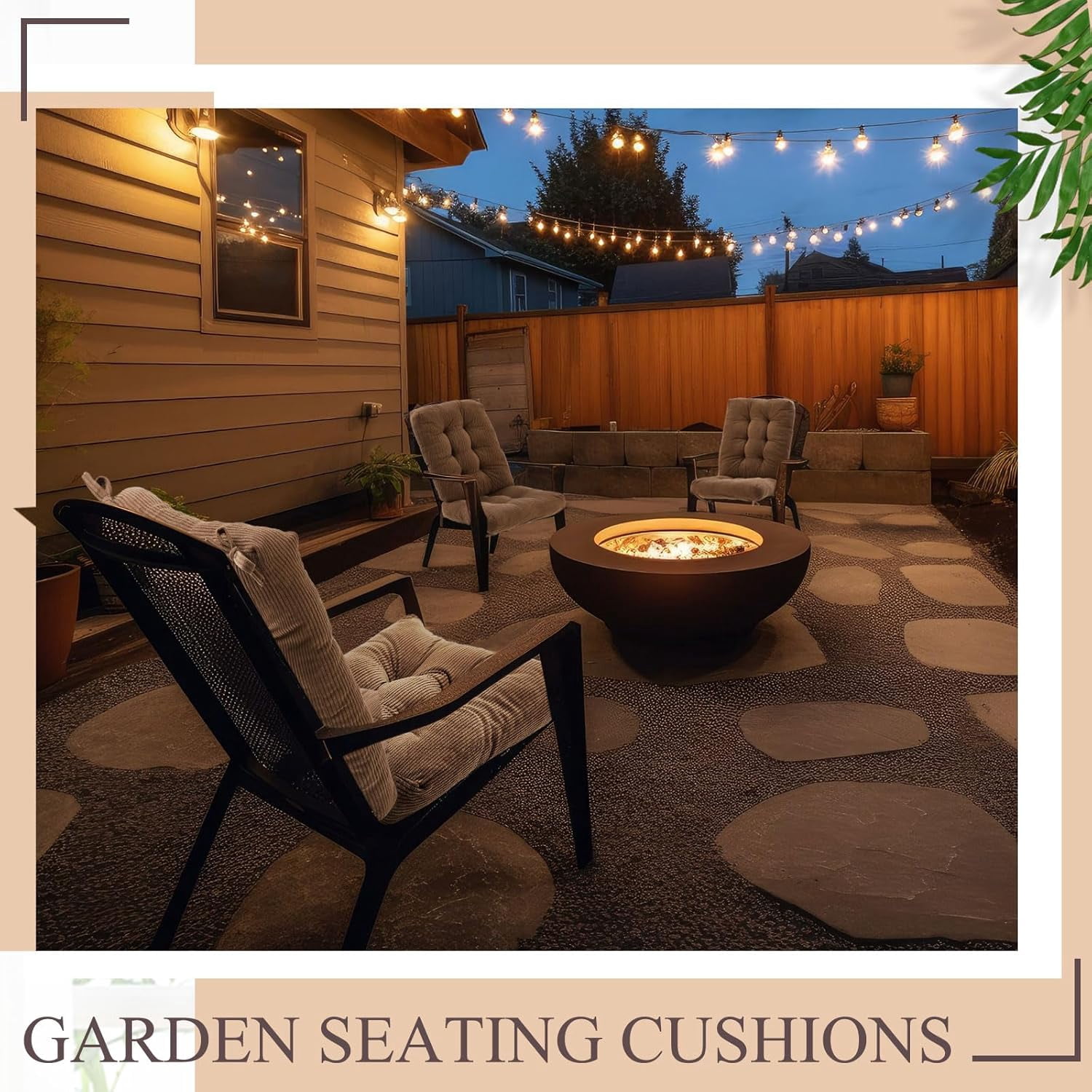 4 Set Outdoor Patio Chair Cushions Corduroy Seat High Back Tufted Pillow Replacement Rocking Chair Cushions Patio Chair Pads for Autumn Winter Seasonal Indoor Home Office (Khaki)