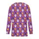 thumbnail image 4 of ICHUANYI Clearance Women's V-Neck Casual Long Sleeve Printed Buttoned Basic Ruched Tunic Tops T-shirts Blouses(Purple, XL) ICHUANYI WER2023081512581, 4 of 4