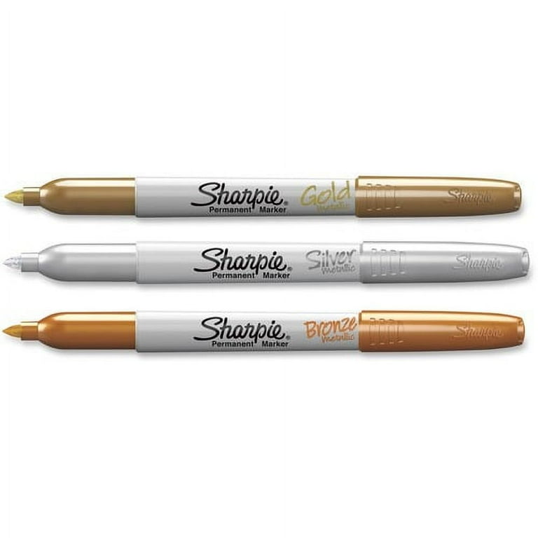 Sharpie Metallic Fine Point Permanent Marker - Fine Marker Point - Gold, Silver, Bronze Alcohol Based Ink - 3 / Set Sharpie Metallic Fine Point Permanent Marker - Fine Marker Point - Gold, Silver, Bronze Alcohol Based Ink - 3 / Set