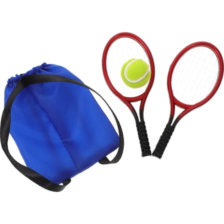 OUNONA Dollhouse Tennis Racket Set, Assorted Color Plastic Miniature Toy Accessories for Dollhouse Decoration, 2 Sets