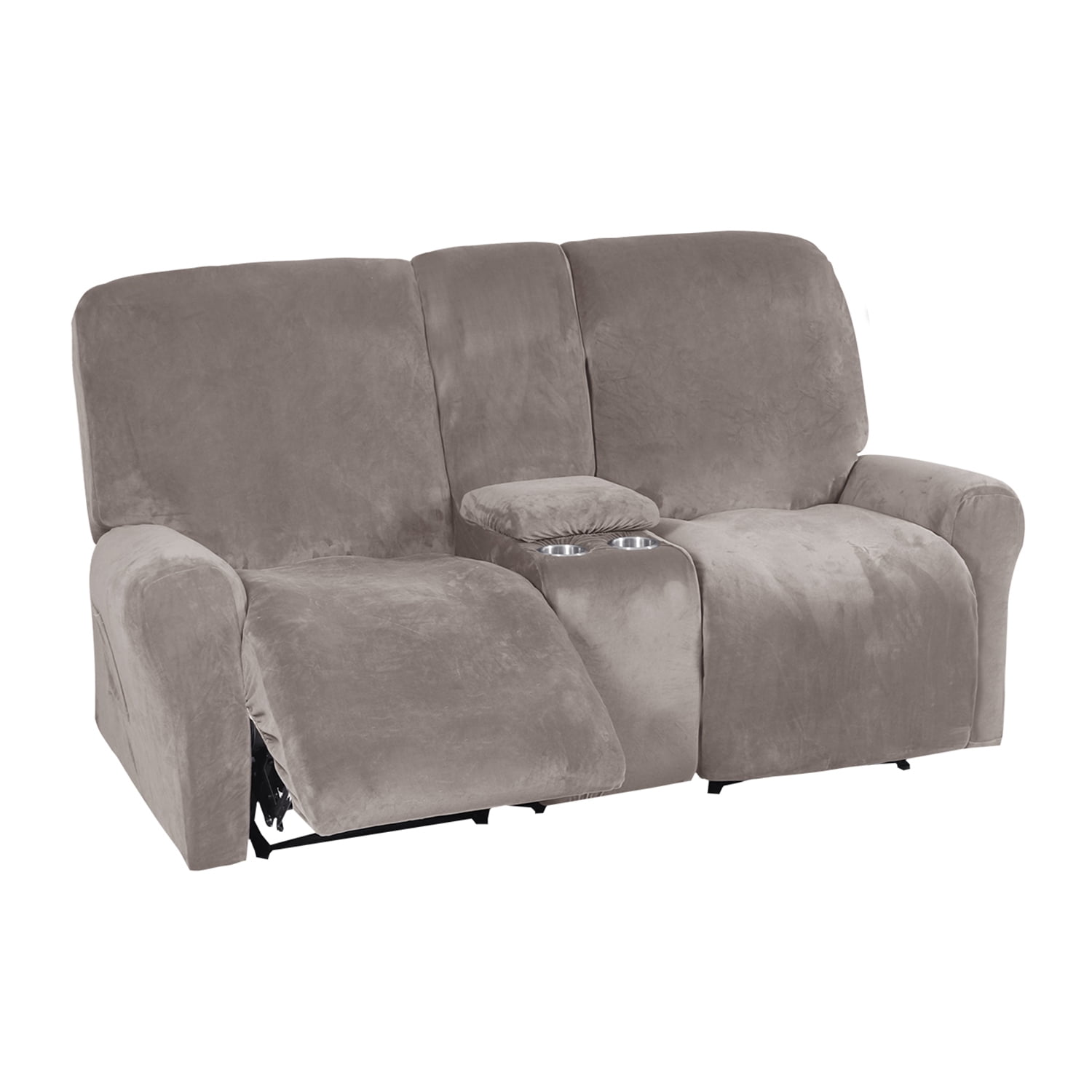 CJC Reclining Sofa Slipcover with Middle Console, Velvet Loveseat Couch