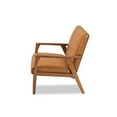 thumbnail image 3 of Nikko Mid-century Modern Tan Faux Leather Upholstered and Walnut Brown finished Wood Loveseat, 3 of 5
