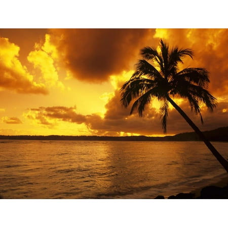 Dramatic Tropical Sunrise on the Garden Isle, Kauai, Hawaii, USA Print Wall Art By Jerry